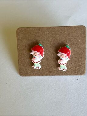 2/$15- Strawberry Shortcake Stud Earrings - Pink & Red Handmade